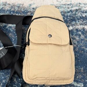 Quilted Nylon Tan Sling Bag